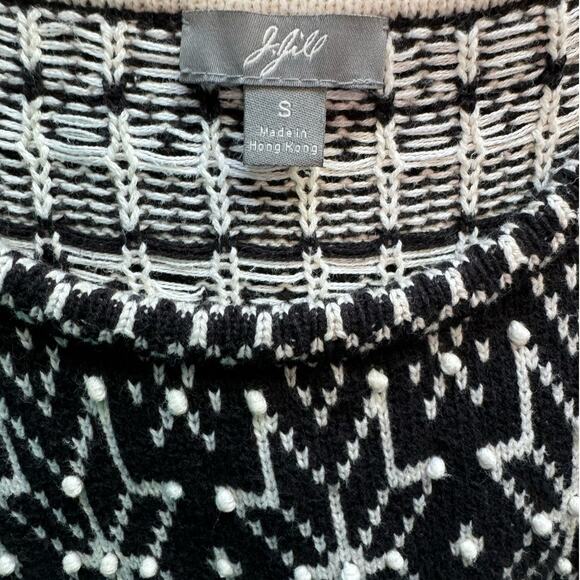 J.Jill Black & White Fair Isle Snowflake Knit Sweater Women's Small - Picture 10 of 12